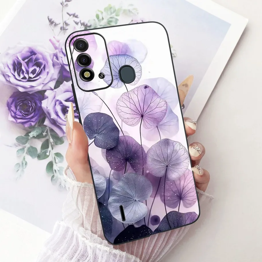 Elegant Flower & Butterfly Soft Black Silicone Phone Case