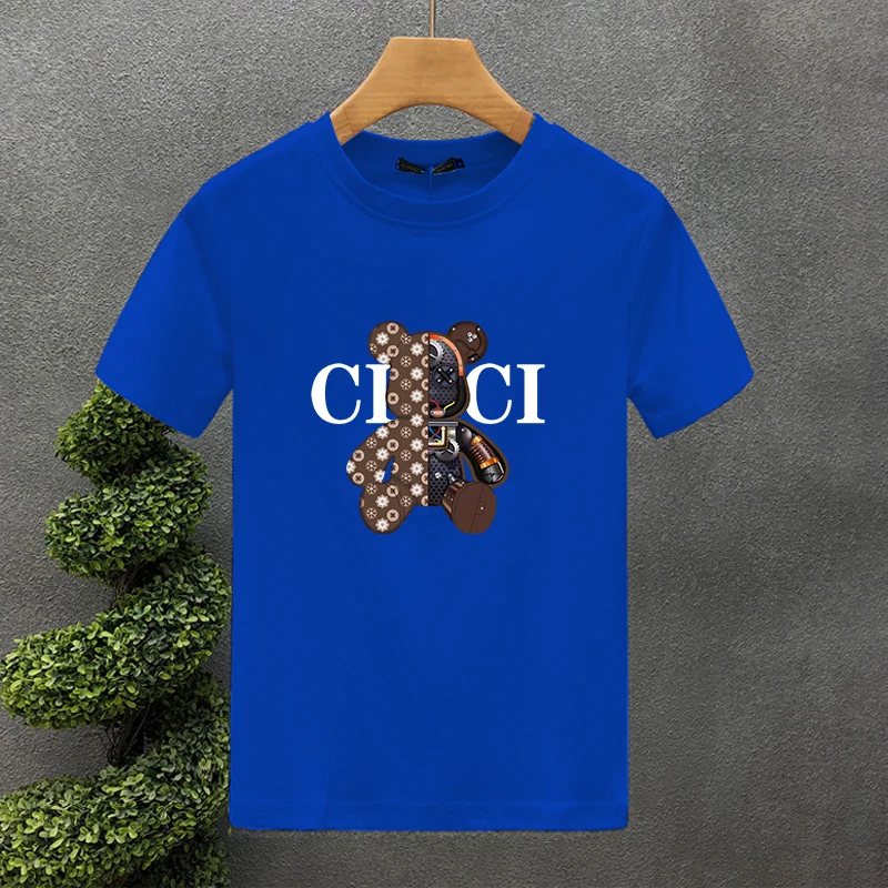 Robot Bear Brand100 % bomull högkvalitativt tryck par t-shirts Summer Haruku för män/kvinnor kortärmad t-shirt asiatisk storlek_voghion.com