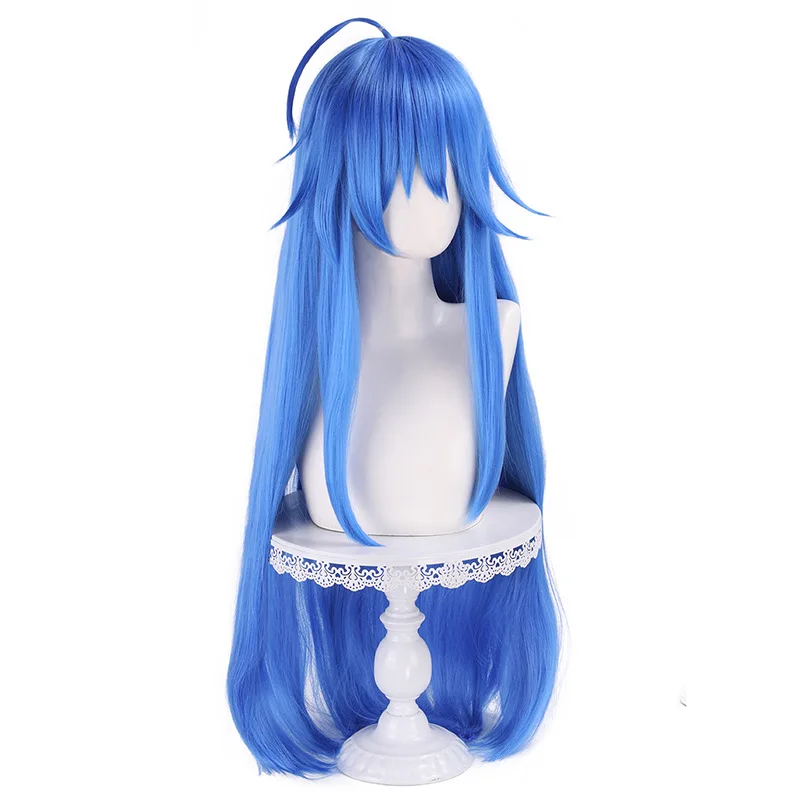 Lucky Star Kanae Izumi Cosplay-Perücke, Kunstfaser, hochtemperaturbeständig, Anime, blaues kurzes Haar, nur für Kostüme – Detail 4