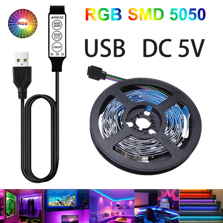 RGB LED Strip Light with Sound Sensor and Flexible Installation