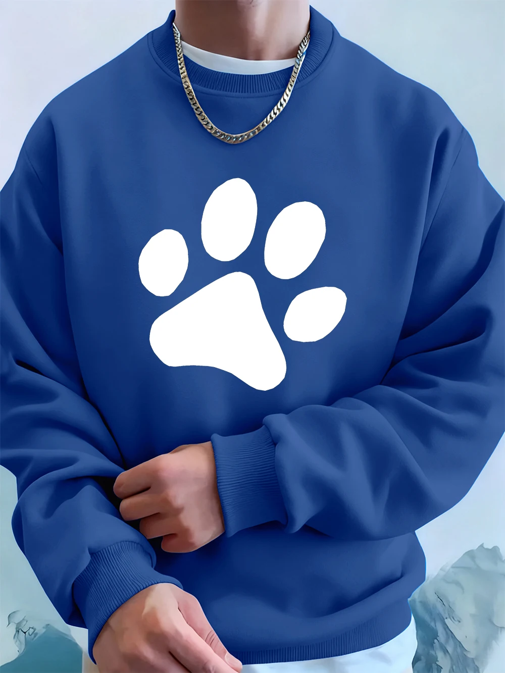 Einfache Sohle Muster Gedruckt Männer Sweatshirt Winter Lose Hoodies Sport Crewneck Fleece Warme Streetwears Grundlagen Männer Kleidung – Detail 19