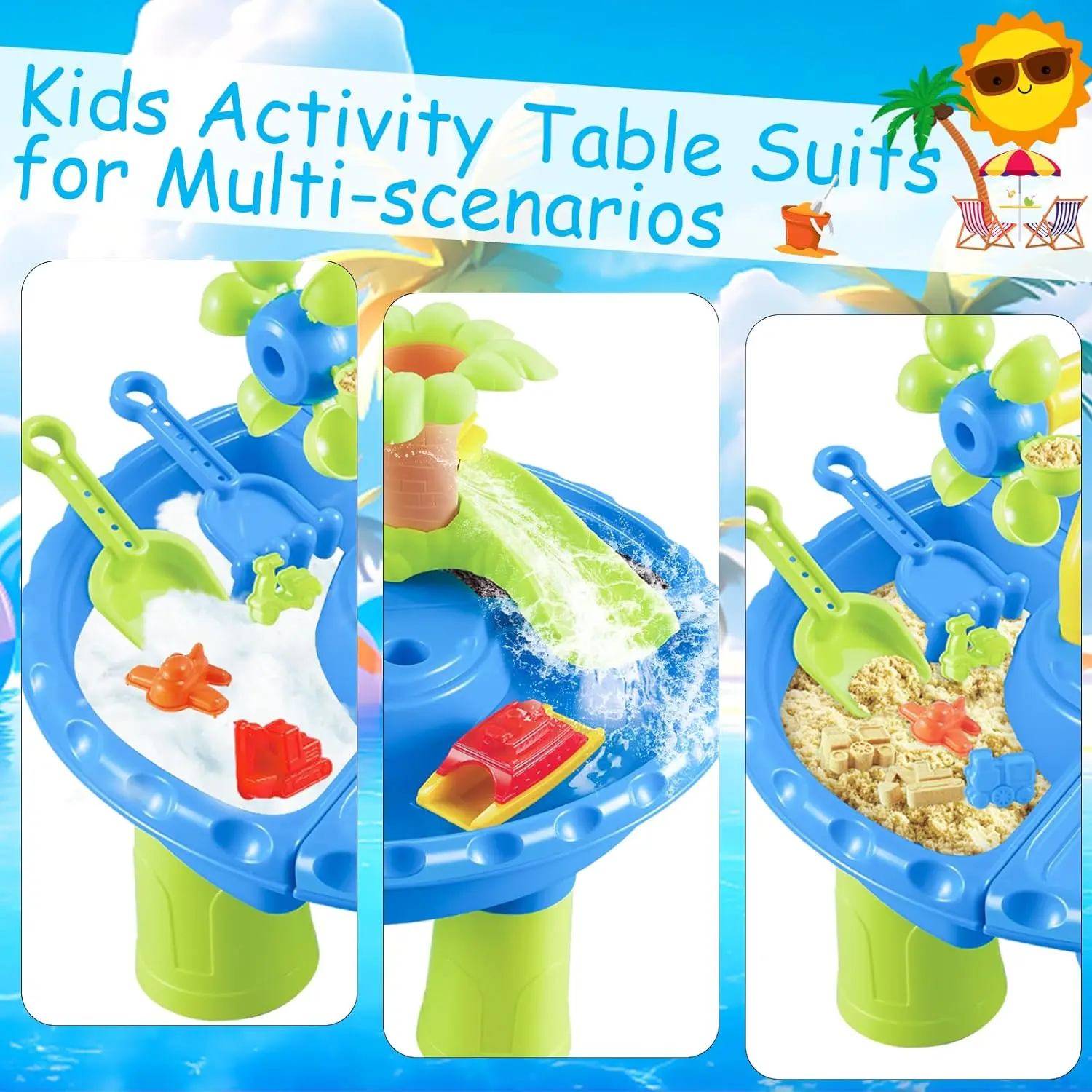 Water Table Sandbox for Kids Outdoor Sensory Play with Sand Toys and Splash Pool, Perfect for Toddlers Summer Activity 2