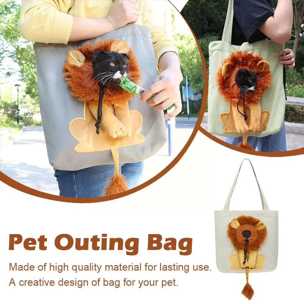 Fashion Lion-shaped Shoulder Bag Breathable Can Be Exposed Pet Canvas Bag For Cats And Dogs Tote Small Pet