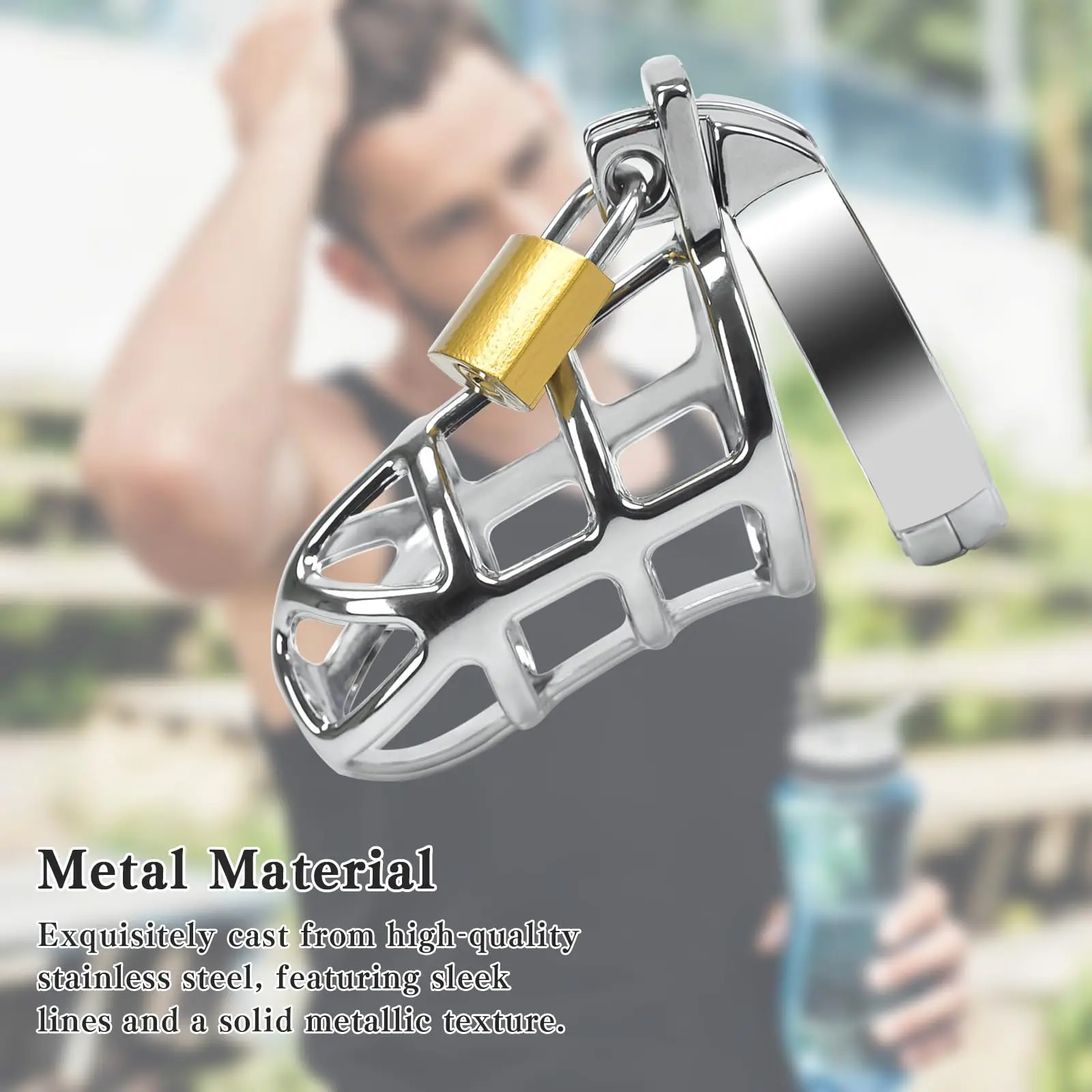 HESEKS Male Chastity Device Cock Cage Zinc Alloy Penis Exercise Chastity Device Locked Cage Restraint Ring Adult Sex Toy for Men for penis chastity cage,chastity lock sex toy,chastity cage accessory,penis cock ring,male female sex toy