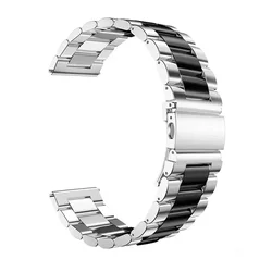 Premium Stainless Steel Watch Band - Elegant Metal Bracelet Strap, 20mm/22mm for Galaxy 7 FE 40mm (Silver black 09)