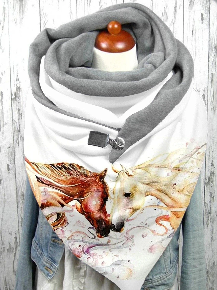

Horse Butterfly Watercolor Art Print 3D Printed Scarf and Shawl Warm for Women