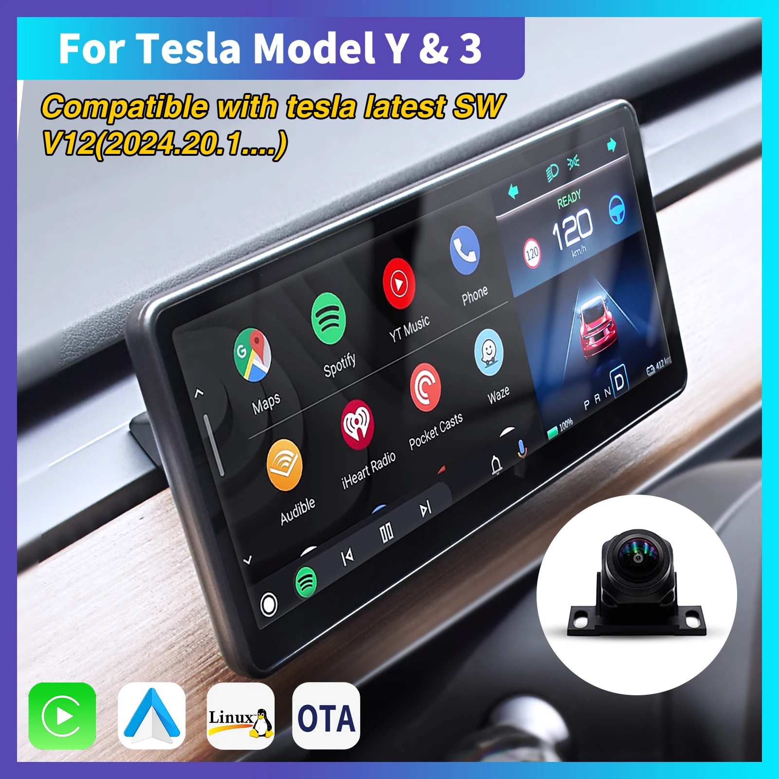 ModelYFrontDisplayCarplaySpeedometerHeadUpHighDashboardDriver