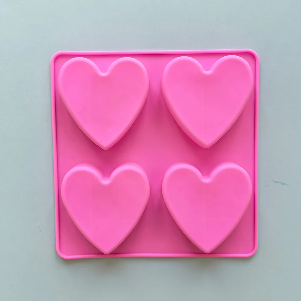 2pcs 4-cavity heart shaped silicone handmade soap mold DIY chocolate cake baking tray ice grid mold