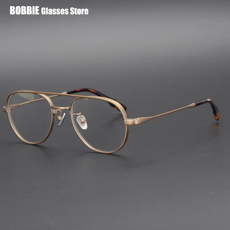 

2023 Japanese Brand Design Pilot Ultralight Titanium Glasses Frame Men Women Vintage Square Double Beam Prescription Eyeglasses