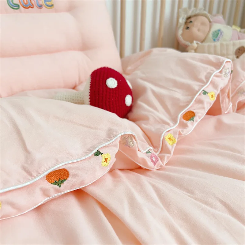 Grade A Pure Cotton Brushed Thick Pink Three-Dimensional Edge Bread Quilt Autumn And Winter Warm Soybean Quilt Children's Single