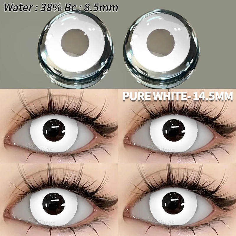 AMARA 2pcs Crazy Anime Black and White Cosplay Contact Lenses