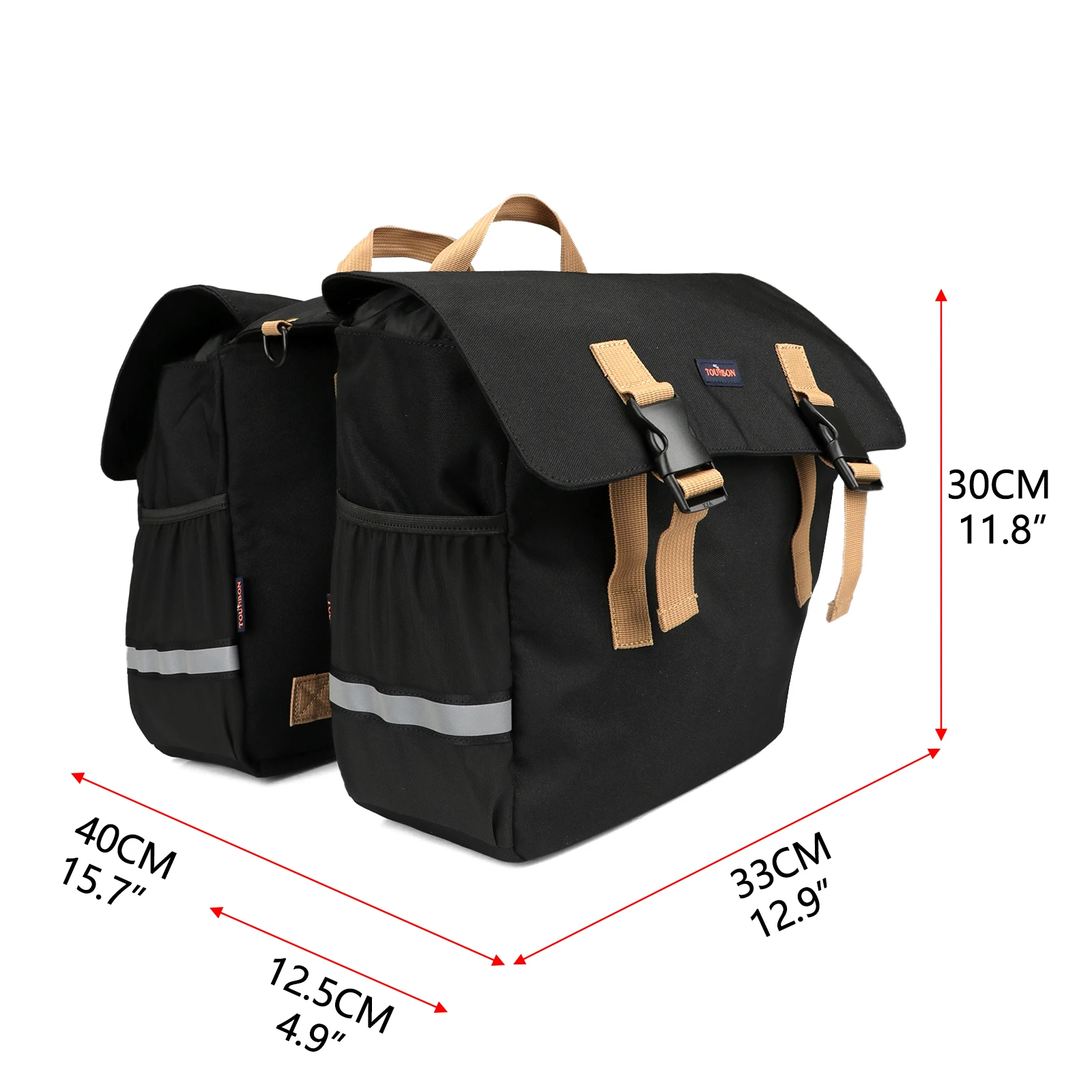 Sacoches Vélo TOURBON Double Pannier Set – Vert, Nylon – Convertible En Sac à Dos