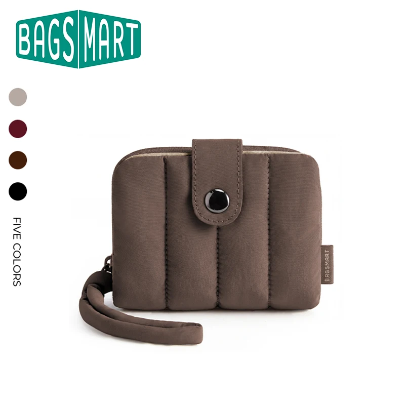 BAGSMART Women's Fashion Zipper Wallet Short Bifold Buckle Coin Purse Multi-slot Card Holder Handbag 1