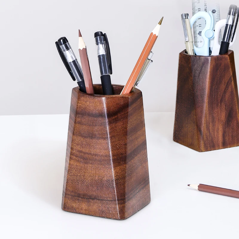 Black Walnut Pen Holder Polishing Design Desktop Storage Supplies Wooden Desk Accessories Pen Storage Box Walnut Holder