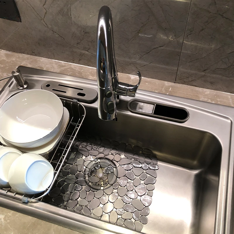 Stone Sink Pad Multi-functional Non-Slip Kitchen Dishwasher PVC Drainage Mat Waterproof Utensils Accessories Sink pad