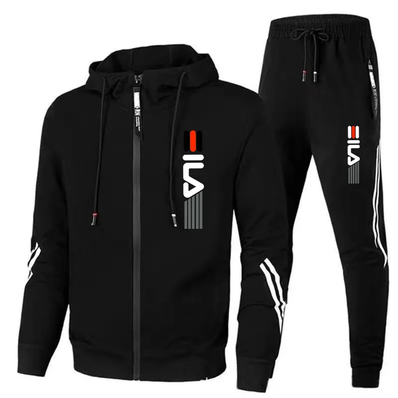 Mens Tracksuit Zipper Hoodies+Sweatpants 2-Piece Set Autumn Winter Male Daily Casual Sports Jackets Jogging Suit Tops Or Pants new hoodie set fashion double zipper hoodie men s tracksuit sportswear pullover hoodies pants two piece set male jogging outfits