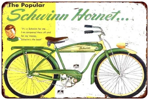 

1952 Schwinn Hornet велосипед Ad Ретро металлический знак