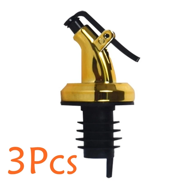 1 Pcs Oil Bottle Stopper Lock Plug Seal Leak-proof Food Grade Rubber Nozzle Sprayer Liquor Dispenser Wine Pourer Kitchen Bar Too 3 Pcs Gold