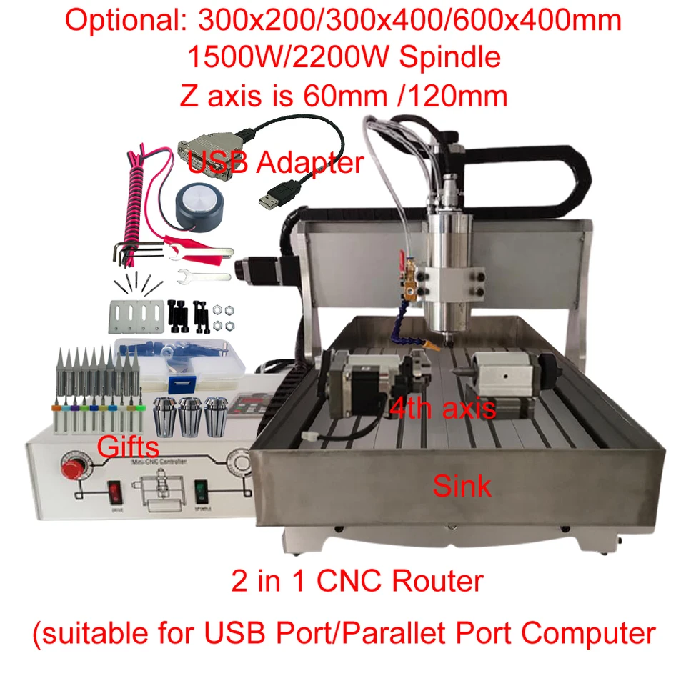4軸CNCルーター,6040 2200w,金属彫刻機,1500w,USBポート3040 4軸CNCルーター,6040 2200w,金属彫刻機,1500w,USBポート3040