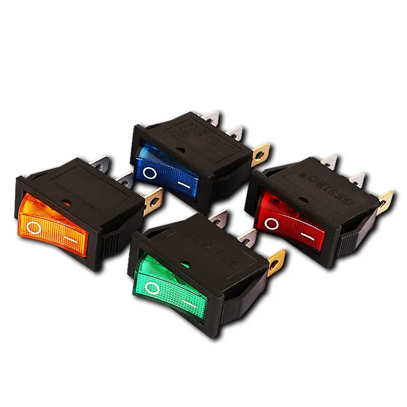 KCD3 로커 스위치 LED ON OFF 16A 250V 220V 3 핀 20A 전기 2 위치 로켓 220 전자 용 소형 라이트 커버 캡