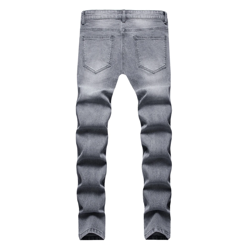 Men High Street Holes Hiphop Stretch Skinny Jeans Trousers Stylish Ripped Distressed Male Jogging Slim Pencil Denim Pants