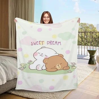 복숭아 모치 고양이 봉제 담요, 소파 장식, 럭셔리 침구, 니트 격자 무늬, 푹신하고 부드러운 담요, 홈 인테리어, 무릎 던지기