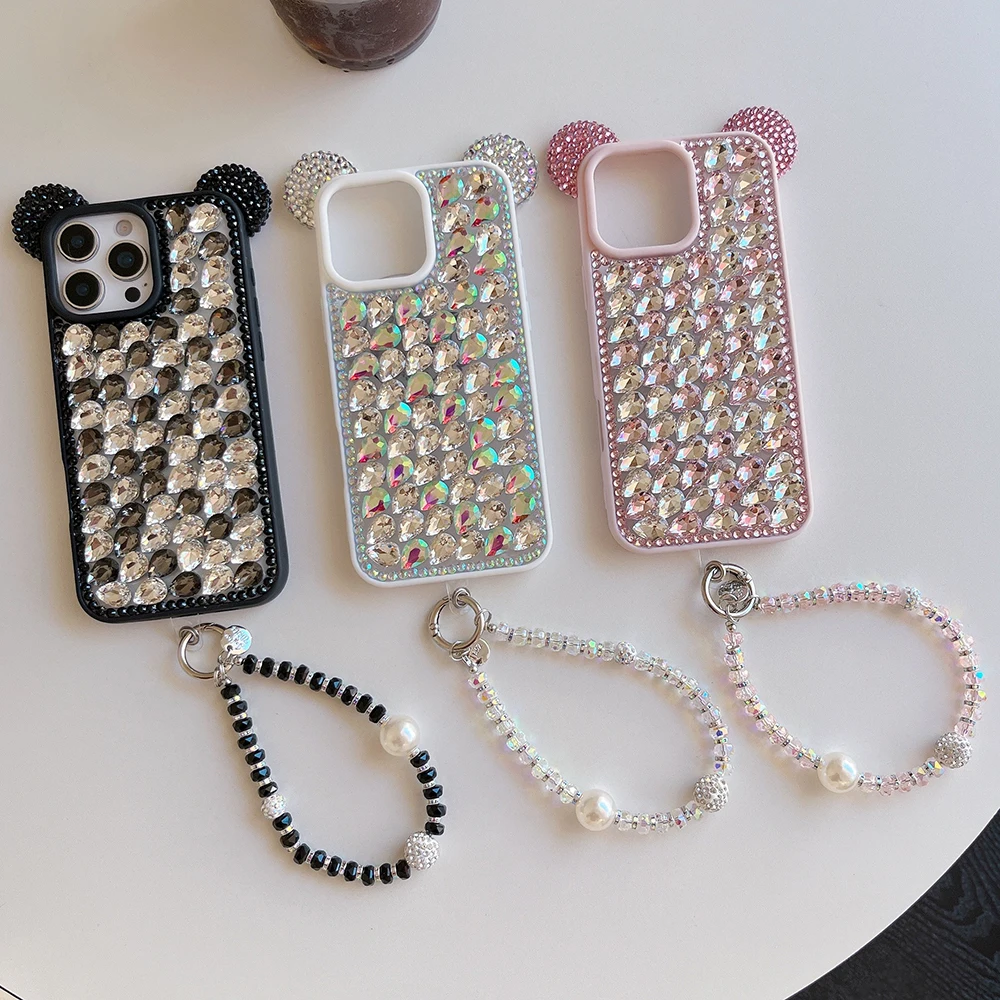 Sparkling 3D Ears Glitter Phone Case - Stylish Shockproof Back Cover