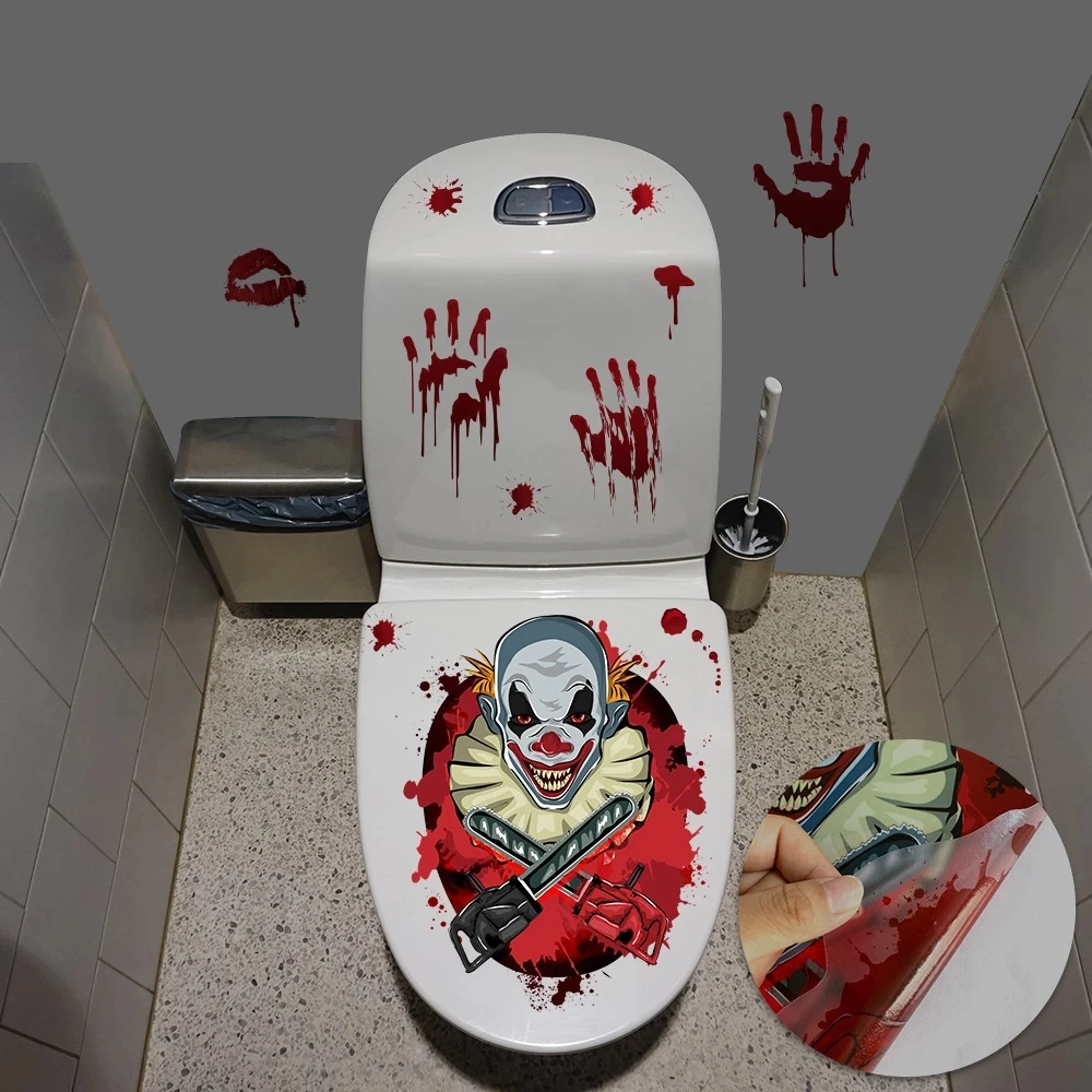 Halloween Decoration Skull Horror Toilet Seat Party Grabber Sticker ...