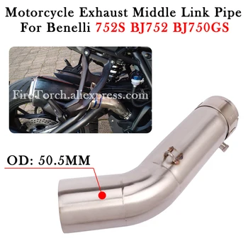 Slip-On For Benelli 752S BJ752 BJ750GS BJ 752 750GS Motorcycle Exhaust System Modify 51MM Escape Muffler Moto Middle Link Pipe