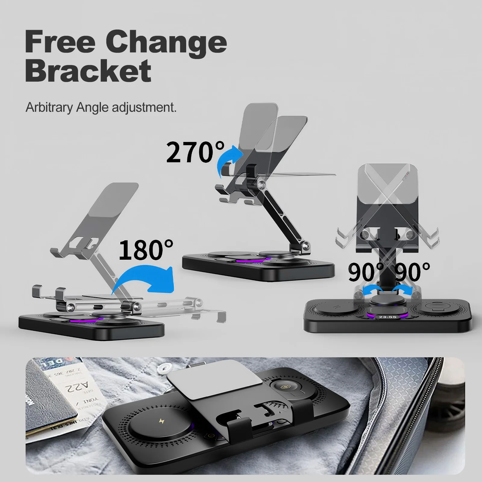 7 in 1 Wireless Charger Station Multiple Devices For iPhone iPad AirPods and Apple Watch-iPhone Fast Charge Night Lamp Clock 2