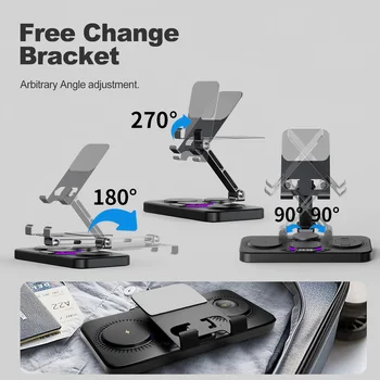 7 in 1 Wireless Charger Station Multiple Devices For iPhone iPad AirPods and Apple Watch-iPhone Fast Charge Night Lamp Clock 2