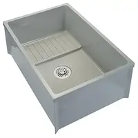 36" Mop Service Basin Commercial High-Density Composite Stainless Steel Strainer Self-Draining Mop Shelf PVC Drain Nut 2"x36"x10 1