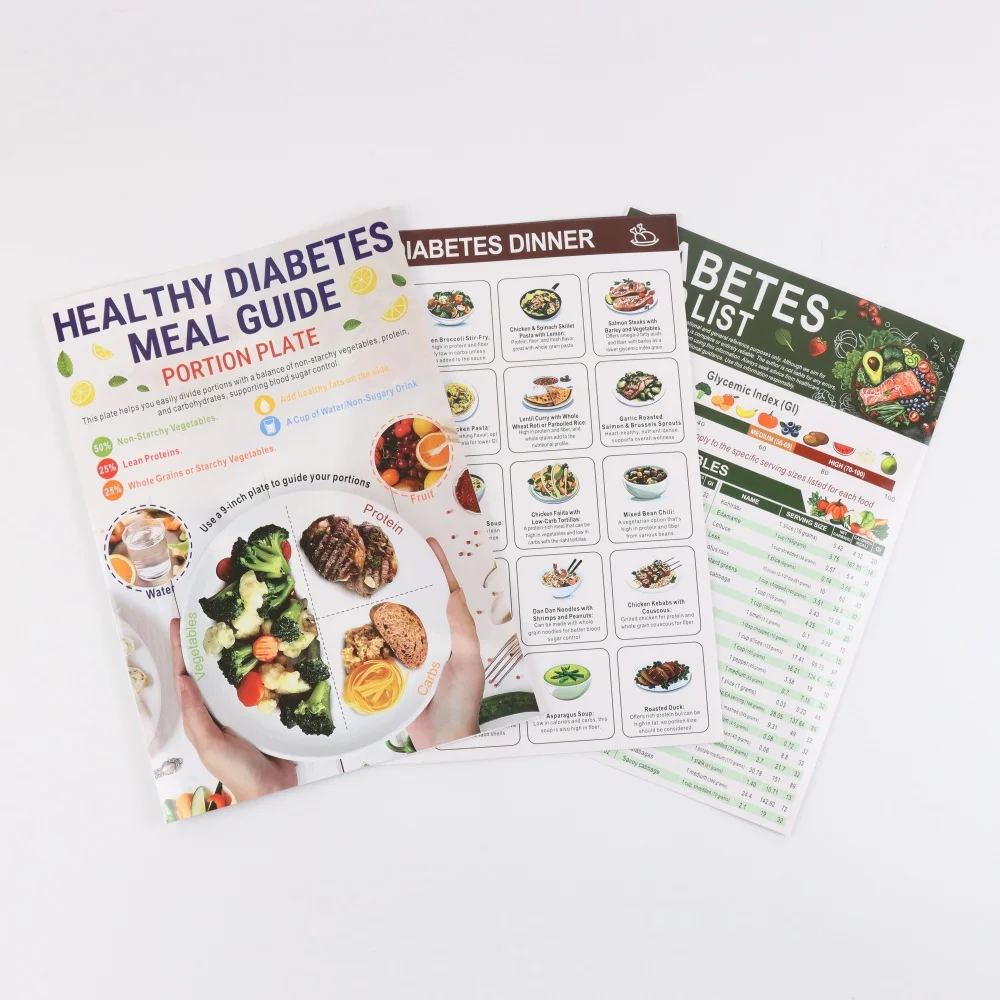 3PCS Food List Meal Plan Healthy Diet Recipes books Diabetes Diet List Healthy Meal Guide Food Diet Manual for teens adults Must