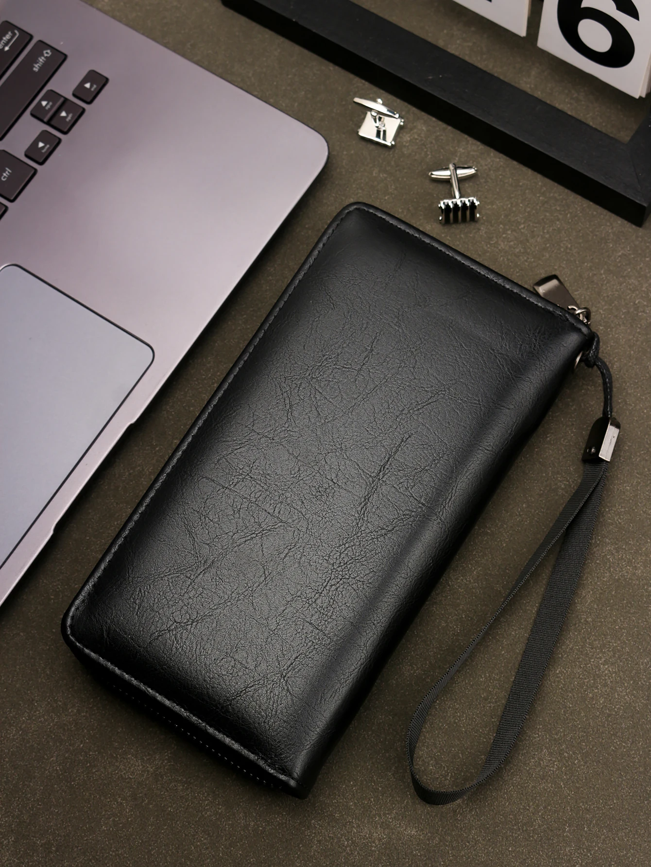 Business Wallet Men's Elegant Simple Long Clutch Bag Retro Multi-Card Slot Zipper Wallet