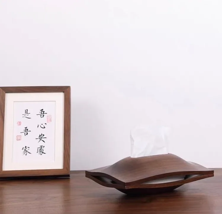 Walnut Wood Tissue Box Bedroom Brief Tissue Case Storage Wooden Portable Napkin Boxes Organiser Modern Kitchen Accessories