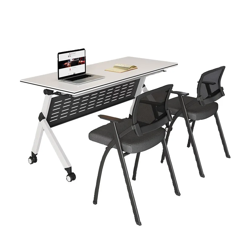 Folding training table and chair combination, splicing movable folding desk, movable folding conference table with wheels Folding training table and chair combination, splicing movable folding desk, movable folding conference table with wheels