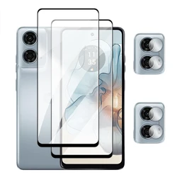 6.56 Full Coverage Tempered Glass Screen Protector for Moto G04 (2 Glass and 2 Lens)