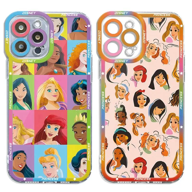 Cartoon Pretty Disney Princess Clear Phone Case For iPhone 15 14