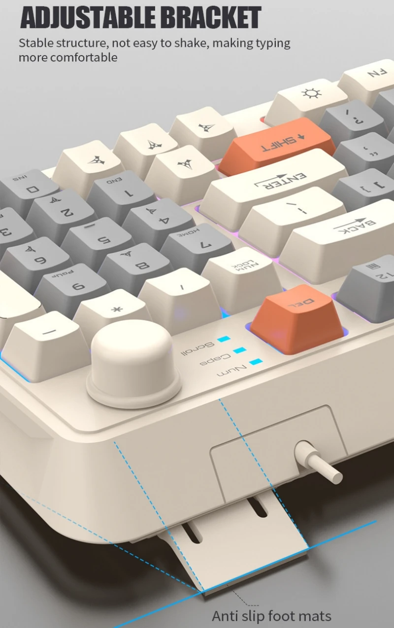 한국어 키보드 94 키 90% 레이아웃 스페인어 러시아어 한국어 아랍어 키보드 USB 유선 RGB 라이트 볼륨 손잡이 인체 공학 게임 사무실 K82