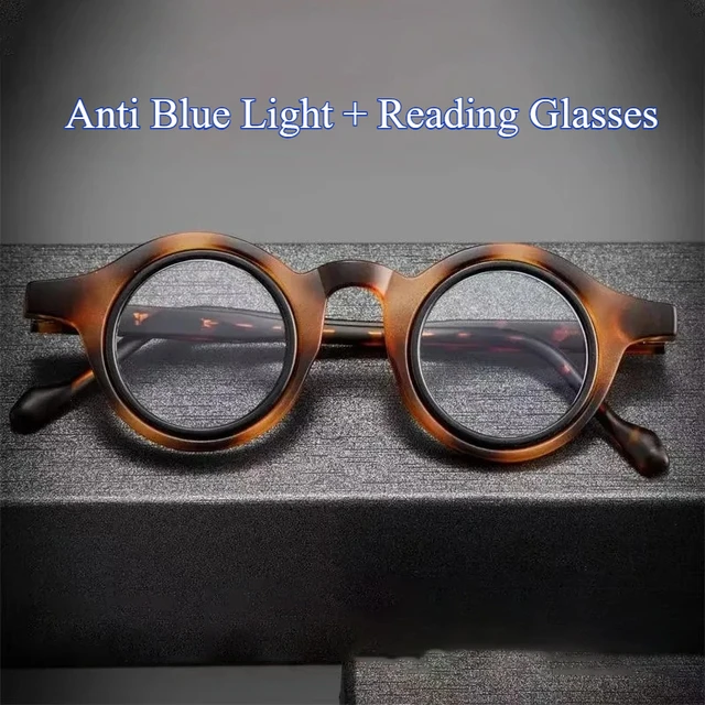 High Quality Round Reading Glasses +1.0 +1.5 +2.0 +2.5 +3.0 +3.5 +4.0 Anti Blue Light Transparent Eyeglass Lenses Solid Color