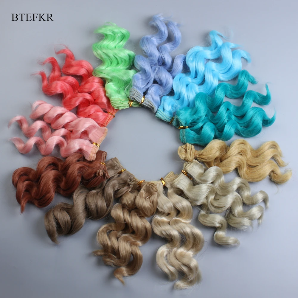 

2 PCS Doll Hair Accessories for Dolls Baby Doll Wig BJD Doll Curly High-Temperature Synthetic Fiber Wig Kids Gift 15*100cm