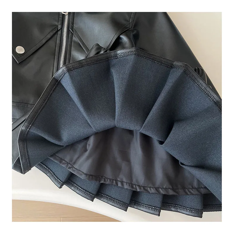 Girls Leather Jacket Suit Autumn Clothing