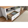 Handcrafted Solid Oak TV Stand Entertainment Center - Elegant White/Pine Media Console with Spacious Storage Drawers & Open Shel 5