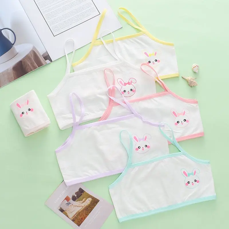 Girls Sports Bras 4pc/Lot Girls Bras Sports Bra Solid Color Cotton No Rims Spandex 8-15Years