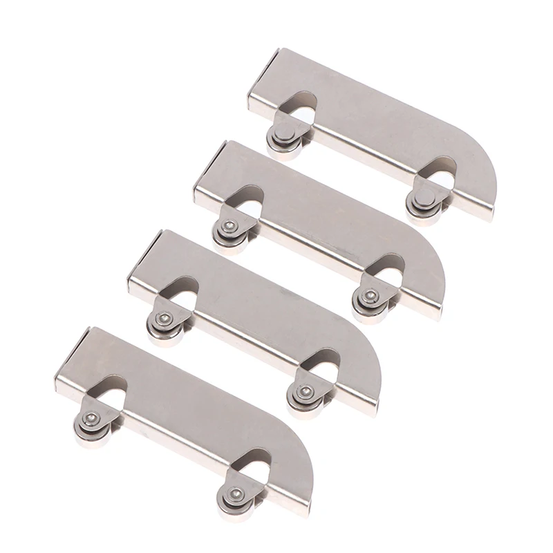 Stainless Steel Pulley Glass Sliding Door Wheel Clamp Track Roller Runner 4pc For Display Cabinet Mobile Counter Repair Part
