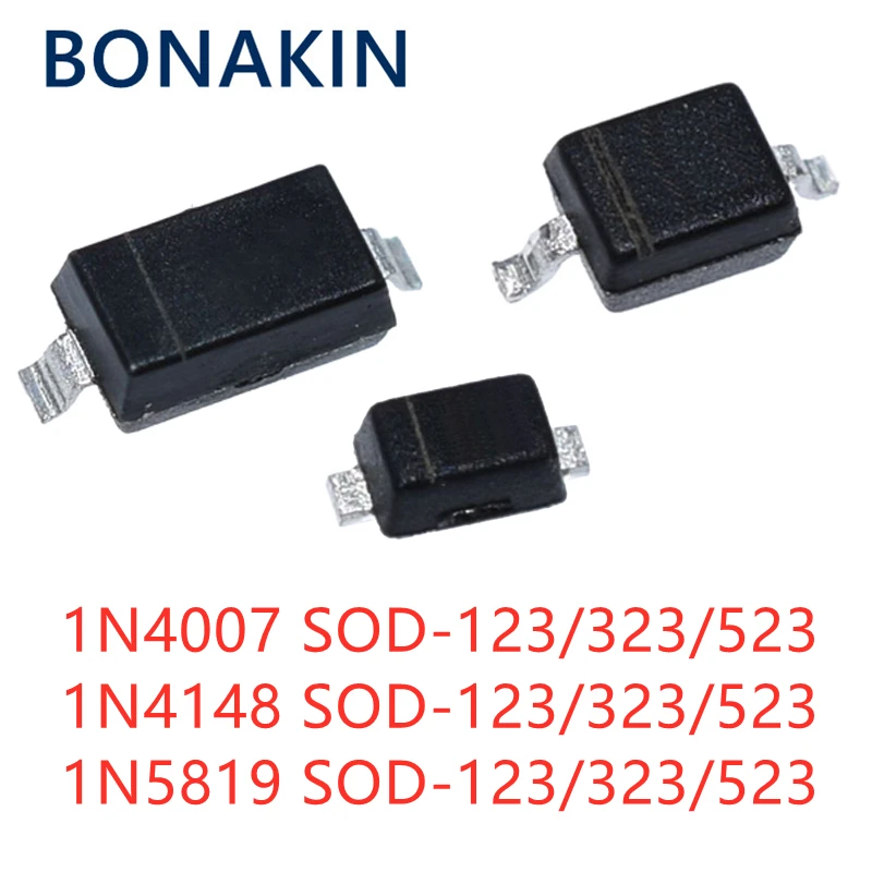 

100pcs SMD diode 1N5819W 1N4007W 1N4148W SOD123 SOD-323 SOD-523 1206 0805 1N4148WS 1N5819WS B5819WS 1N4148WT 1N5819WT 1N4007WT