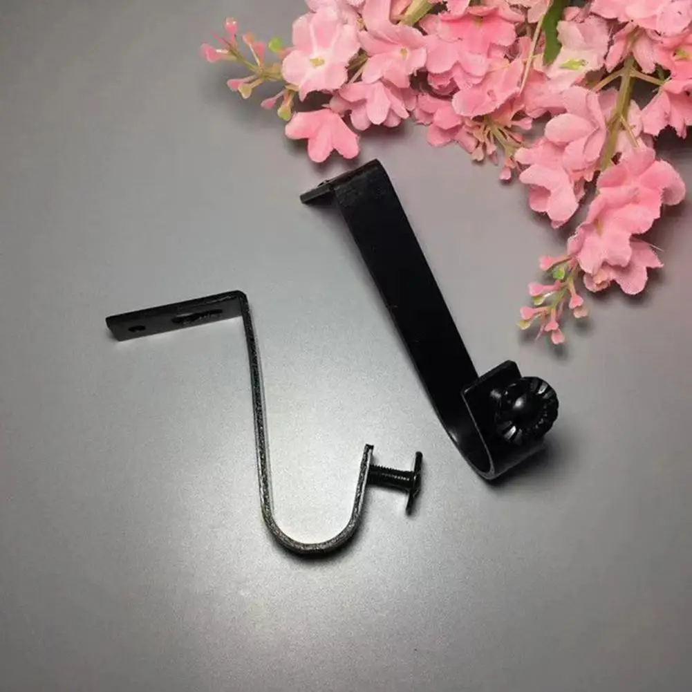 Strong Drapes Pole Bracket Adjustable Curtain Pole Holder with Mounting Screws Iron Ceiling Curtain Rod Bracket Household Supply