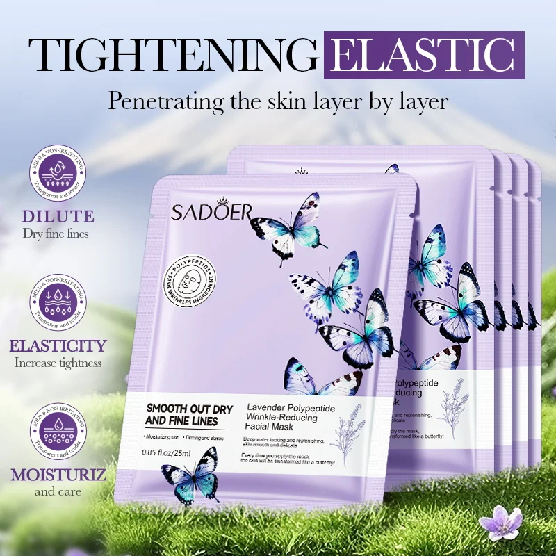SADOER Lavender Face Mask Anti Wrinkles Hydrating Anti-Aging Moisturizing Facial Masks Sheet Mask for Face Skin Care Products