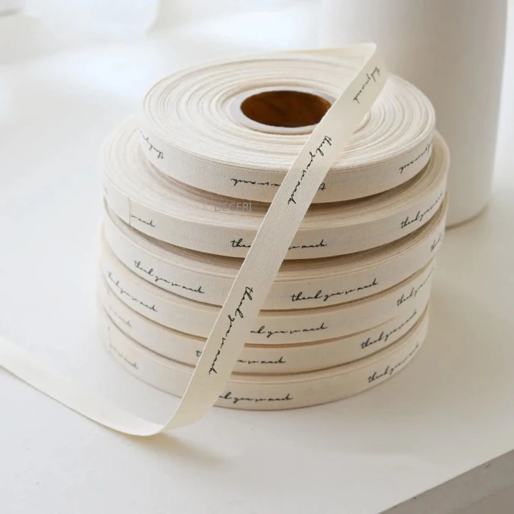 Whole roll Cotton Ribbon Wedding Decorate Handmade Mark Label Cake Flower Store Gift Package