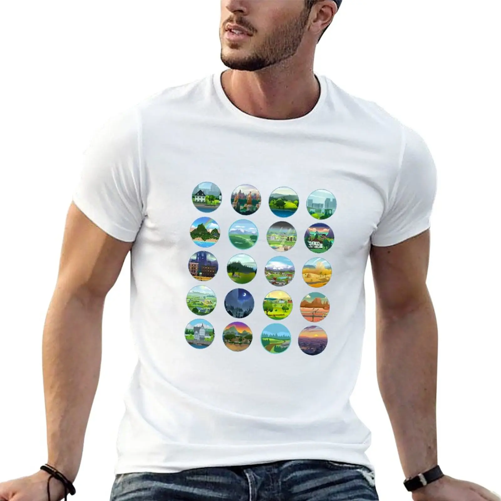 Sims 4 World Buttons T-Shirt T-Shirt Oversize Top T-Shirt Semplici Da Uomo